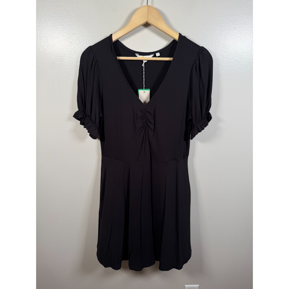 Boden V-neck Jersey Dress Size 8 Petite Black Minimal Comfy Work Office Travel